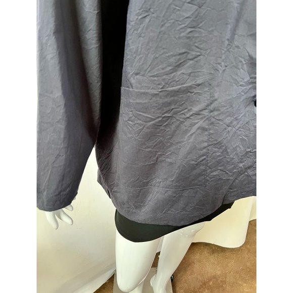 Blanque Womens Jacket Blue Buttons Up Tunic Long Sleeve Cotton Blend Plus 1X - Picture 3 of 12
